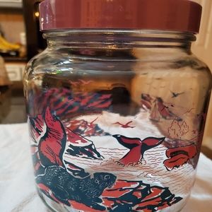 90's Ocean Themed Glass Storage Container 2 QT